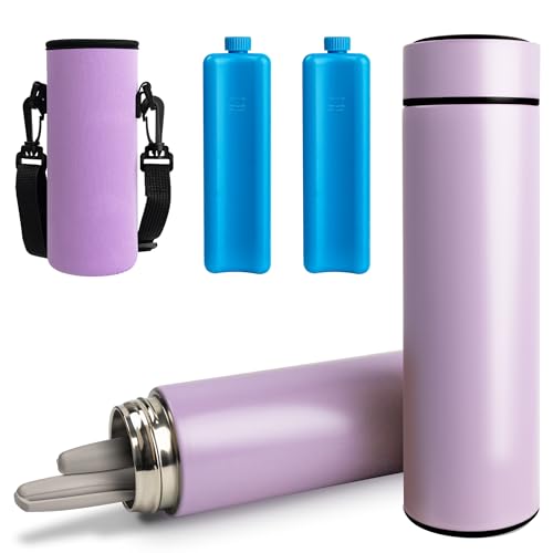 Omoojee Insulin Cooler Travel Case, TSA Approved Medicine Cooler for Travel with 2 Biogel Ice Pack, Diabetic Insulin Medication Cooling Case (Light Purple)