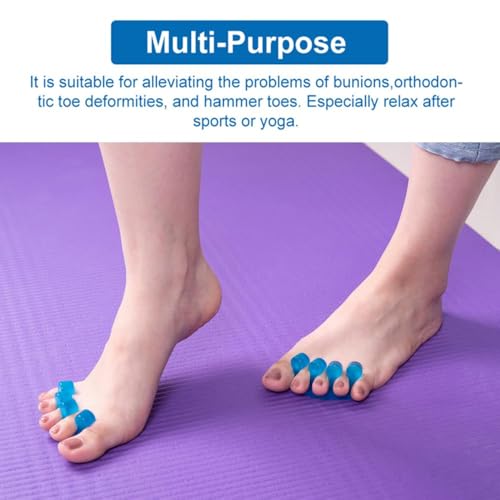 Image of 6 Pcs Silicone Gel Toe Separators, Durable Toe Spacers for Bunion Relief, Improve Circulation, Support and Comfort Toes, Blue, Transparent, Pink (2 Pcs Each)