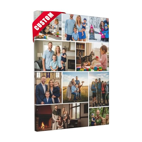 Nxwdwqa Custom Canvas Prints with Your Photos Prints, Personalized Canvas Wall Art, Upload Your Photo to Wall Art, Home Decor Gift for Family, Mom, Dad, Wedding, Pets (10 Photos)