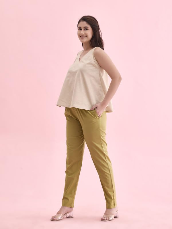 Image of GO COLORS Soft Cotton Pant Full Length for Women| Breathable, Mid Rise