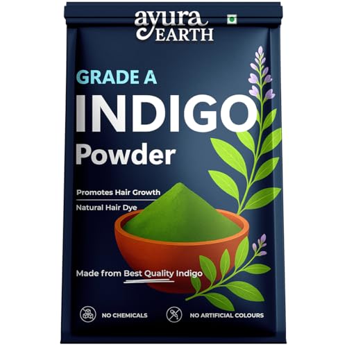 AyuraEarth Indigo Powder for Black Hair Colour (200g) | Chemical-Free Hair Dye | 100% Pure & Natural
