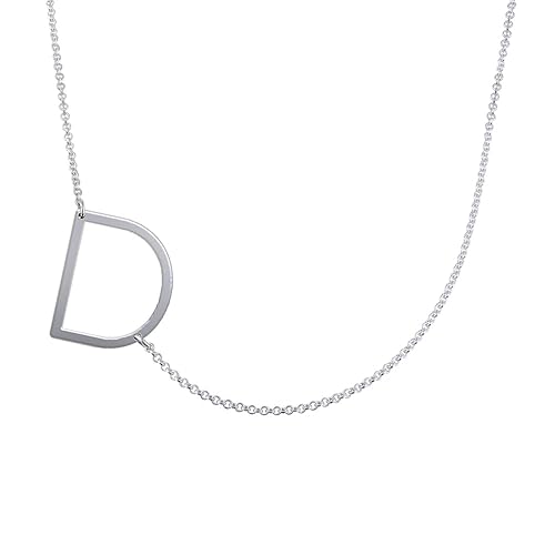 Sterling Silver A-Z Initial Necklace - Sideways Letter