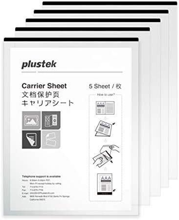 Plustek A4 / Letter Size Document Carrier Sheets (Pack of 5) - Protects Fragile Paper and A3 Size Document by Folding…