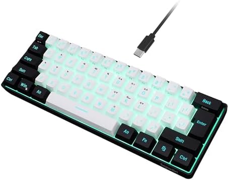 Snpurdiri 2.4G Wireless Gaming Keyboard and Mouse Combo, 60 Percent Wireless Keyboard and Ergonomic Vertical Feel Small Mouse (Black and Red)