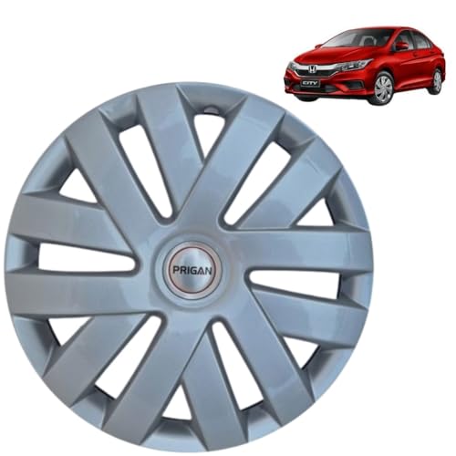 Image of PRIGAN Wheel Cover for Honda City I-VTEC 15 Inch Silver Wheel Cap (Available in 15 Inch) (Set of 4 Pcs) (Press Fitting) Model- Polo Silver-15
