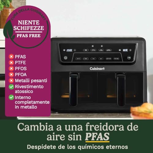Cuisinart Air Fryer Xxl Zona Doppia 10.4L | Senza Pfas | Frigge, Arrostisce, Griglia, Cuoce | Doppio Friggitrice Ad Aria Cestello 2X5,2L, Finestra Di ObservacióN | Parti Lavabili In Lavastoviglie - 3
