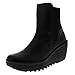 FLY London Womens Yuan Casual Winter Wedges Fashion Leather Ankle Boots - Black - 10
