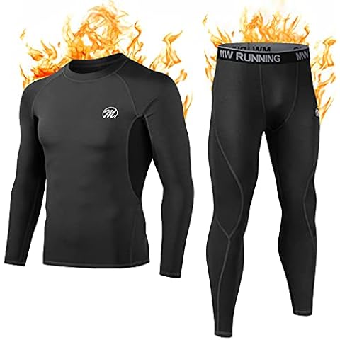 MEETWEE Men's Thermal Underwear Set, Winter Long Sleeve Base Layer Quick Dry Long Johns Compression Suit for Workout Skiing Running Hiking, Black, L Cover