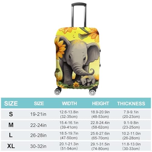 Carry on Luggage Cover Elephant Sunflowers Suitcase Covers for Luggages Tsa Approved Travel Luggage Sleeve Protector Elastic Suitcase Protector Anti-Scratch Washable Fits 19-30 Inch Case -L2