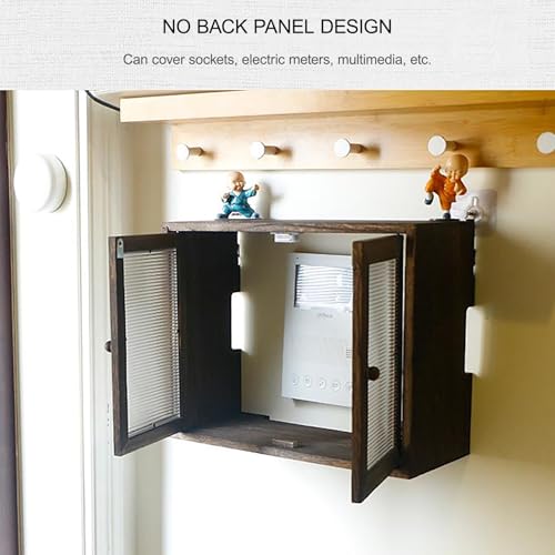Routeur WiFi boîte de rangement étagère murale bois armoire cachée maison - 6