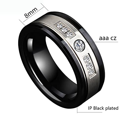 ringheart Couple Rings Matching Ring Black 1CT CZ White Gold Plated Women Wedding Ring Sets for Him and Her Rings3