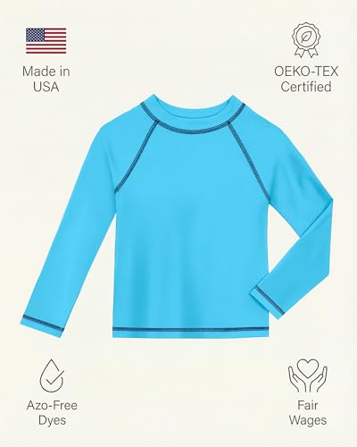 Image of City Threads Rash Guard for Boys SPF 50+ Made in USA, Long Sleeve Swim Shirt with Sun Protection, Toddler, and Youth Sizes