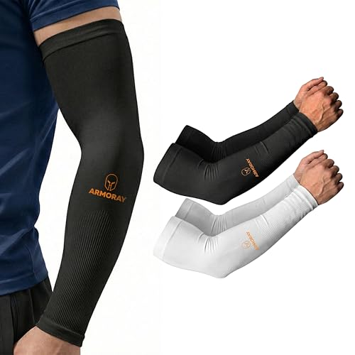Image of ARMORAY Arm Sleeves for Men and Women - UV Sun Protection Cooling Compression - Tattoo Cover Up Sleeve for Daily Wear & Work