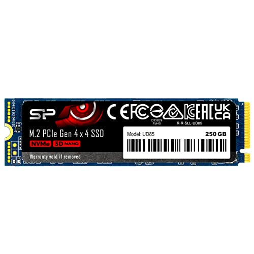 Image of Silicon Power UD85 250GB NVMe PCIe 4.0 M.2 SSD, Up to 3600MB /s, 3D NAND M.2 2280 PCIe Gen4x4 Internal Solid State Drive for Desktop Laptop PC Computer