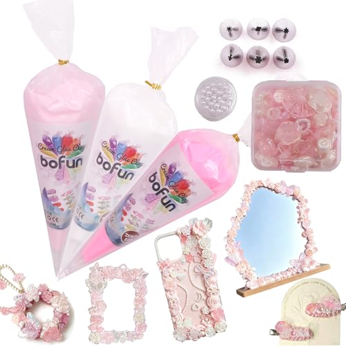 BoFUN Pink Decoden Cream Glue with Charms Whipped Cream Glue Clay Kit