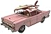 Różowy vintage samochód z deską do surfingu metal styl retro model surf samochód półka ozdoba