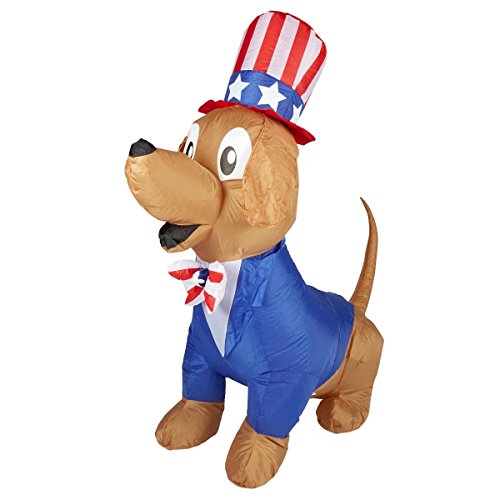 Gemmy Patriotic Inflatable 5' Uncle Sam Puppy Dog