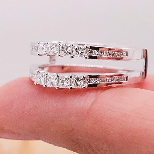 Dazzlingrock Collection Princess Diamond Double Guard Wedding Band Enhancer Ring for Women in 14K Solid Gold3