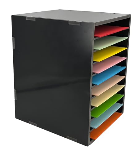 JAHOSENYA 10-Tier File Sorter Organizer for Desk, Desktop Organizer with Adjustable Lettry Tray, Paper Sorter for Office School Home (Black)
