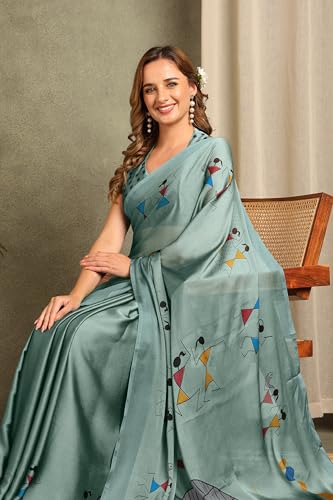Image of MIRCHI FASHION Women Saree Floral Printed Chiffon | Breathable Lightweight Summer Sari for Office and Daily Use with Unstitched Blouse (Available in 20 Styles)