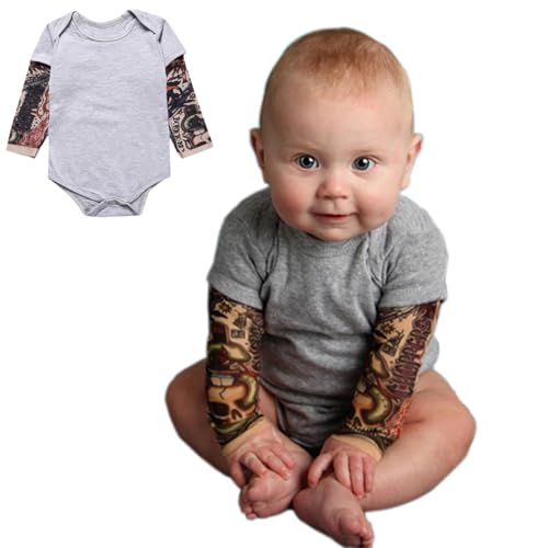 Image of PAUBOLI Fake Tattoo Sleeve Shirt Bodysuit for Baby Boy Girls 3-24 Months