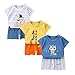 XM-Amigo Set di 3 magliette a maniche corte per bambini, a mezza manica, confezione da 6 (con/senza fibbia), bianco/giallo-blu., 4-5 Anni