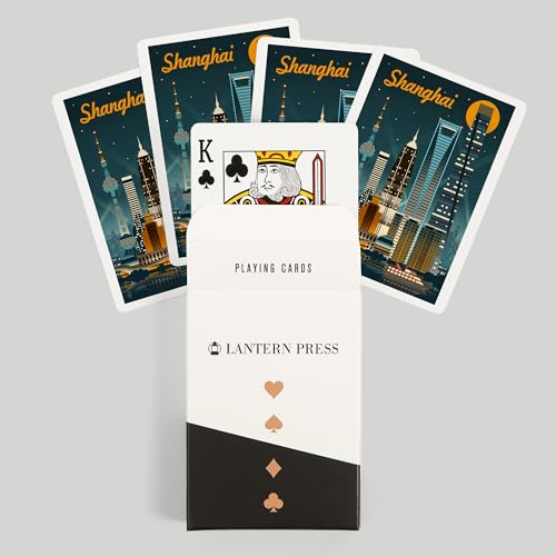 Lantern Press Naipes Poker Retro Skyline Shanghai China miniatura 6