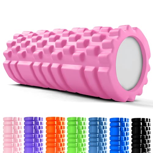 unycos - Rodillo para Masajes Musculares【33x14 cm】Resiste 130 kg | Cilindro de Espuma Dura para Fitness, Terapia con Foam Roller | Automasaje para Recuperación y Flexibilidad (Rosa Oscuro)
