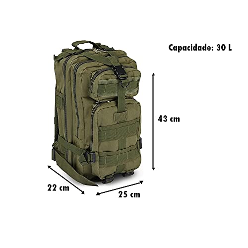 Mochila Tática Militar Camping Trilhas Acampamento Resistente 30L Assalt Verde