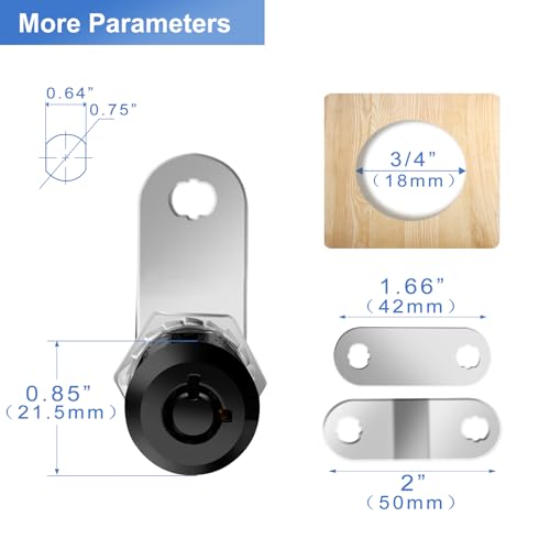 Image of Sissinda Cam Locks Black RV Storage Locks Keyed Alike, 5 /8 inch Fits on 3 /8 inch Max Door Thickness, RV Compartment Locks for Camper Trailer Cabinet Locks with Keys (Black 5 /8 Inch 2Pack)