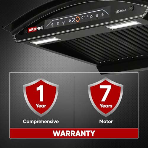 Image of 1600 m /hr Wall Mounted BLDC Auto Clean Kitchen Chimney (Ardnib NOVA PLUS BK 60, BLDC Motor, Baffle Filters, Touch Control + Motion Sensor, 7 Years Motor Warranty) (Baffle Filter)