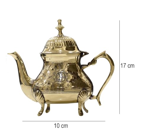 Brass Hammered Etching Design Stylish Tea Kettle Pot Mughlai Style Traditional Home Decor & Hotels for Serving Tea Coffee. - Image 5