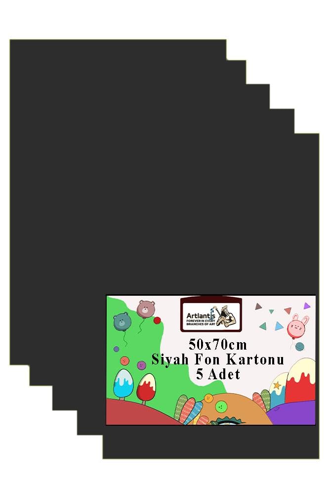 Fon Kartonu 50x70 cm 120 g 5 Adet 50 * 70 cm Renkli Fon Kartonu Kağıdı 120 g Okul Sınıf Etkinlik Kreş Okul Öncesi Siyah