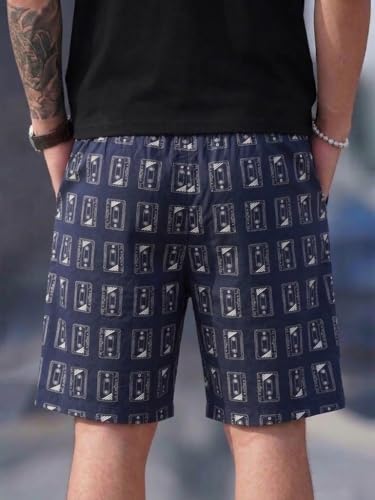 Image of Men's Cotton Casual Shorts |Striped Half Pants for Men |Comfortable | Elastic Waist with Drawstring | Lightweight & Comfortable for Beach Vacations, Casual Daily Outings & Sleepwear Bermuda Shorts