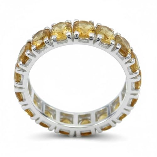 Image of 55Carat Choose Your Color Natural Gemstone Sterling Silver Band Ring Birthstone Friendship Love Size 5-13