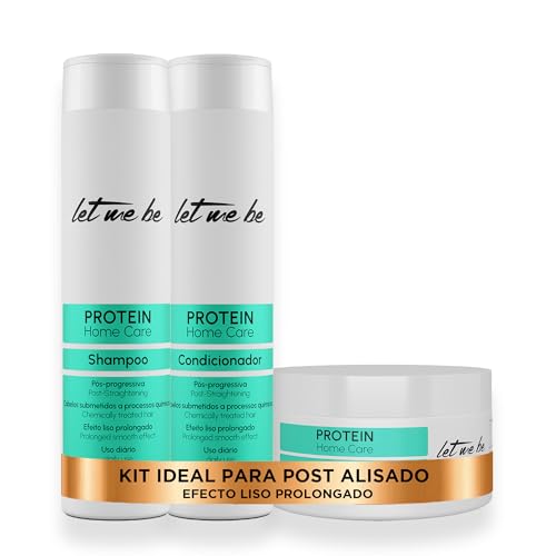 Let Me Be - Kit Protein Mantenimiento Liso Prolongado, Mantener y prolongar la alineación del cabello, Con colágeno hidrolizado y aminoácidos | 3 Productos (2x240ml, 250g)