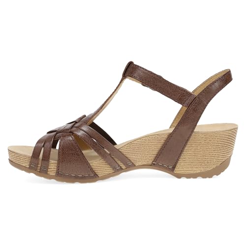 Image of Dansko Tia Fisherman Wedge Sandal for Women - Contoured Footbed for All-Day Comfort and Support - Adjustable Hook & Loop Straps with Buckle Detail