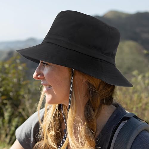 beifon Sonnenhut Damen UV-Schutz, Regenhut Damen Wasserdicht Schnelltrocknend, Fischerhut Herren Damen Faltbar Tragbar Anglerhut, Bucket Hat Sommerhut (DE/NL/SE/PL, Numerisch, 53, 59, 1 schwarz C)