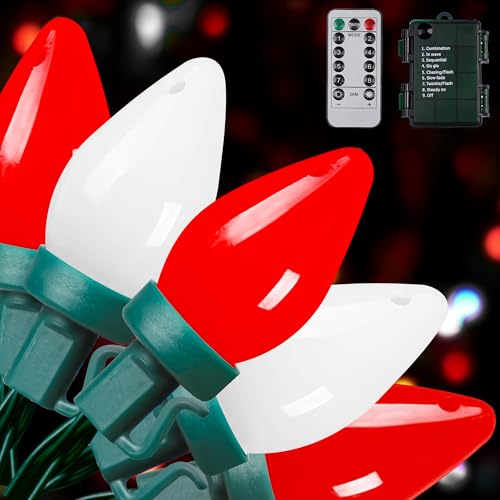 RECESKY C7 Bulbs Christmas String Lights with Remote - 50