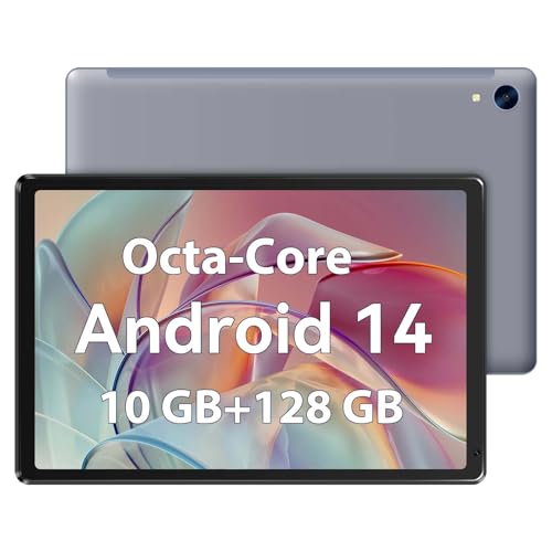 Tablet 10 Inch Android 14 Octa-core 10 GB RAM 128GB ROM 5MP+8MP Camera WiFi Bluetooth Tablet PC (Gray)