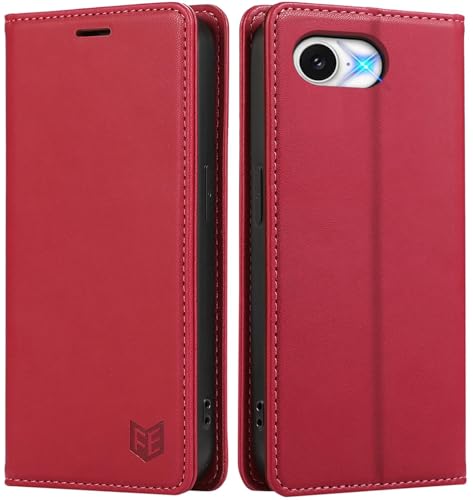 FeeY iphone16E ケース 手帳型 16e手帳型 ケース 耐衝撃TPU素材 カード収納 マグネット内蔵スタンド機能付き アイフォン16E 携帯カバー全面保護 あいふぉん 16E スマホケース 6.1インチ対応 ローズレッドのサムネイル