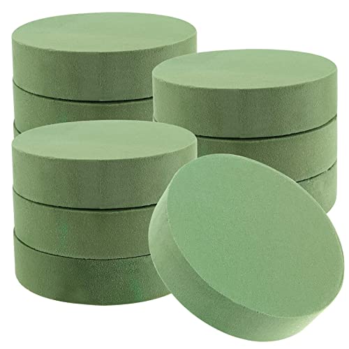JEUIHAU 10 Pcs 16.5cm / 6.5 inch Round Floral Foam Block, Cylinder Floral Foam Dry Foam Cylinders for Flowers, Floral Arrangement, Wedding Decoration and DIY Craft, Green