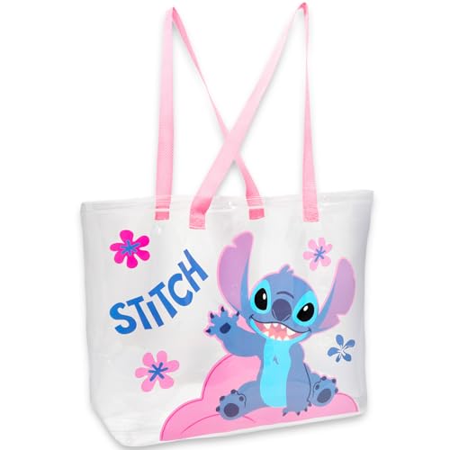 Image of Disney Stitch Clear Tote Bag - Bundle with Clear Lilo and Stitch Purse for Beach, Groceries, Storage, More Plus Decal | Stitch Shoulder Bag for Women