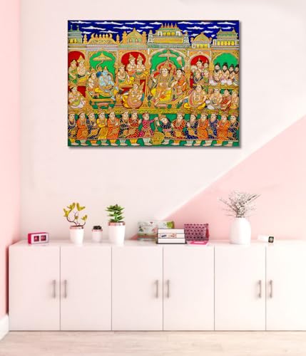 Image of Tamatina Kalamkari Art Canvas Painting|The King |Size-13X10 Inches.j43