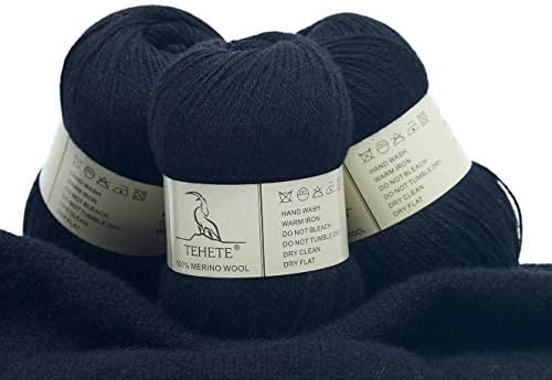 TEHETE 100% Merino Wool Yarn for Knitting and Crochet 3ply 50g 250m Soft and Luxurious - Beige