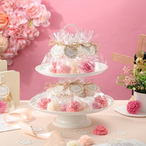 Image of Demissle 20 Sets Mini Flower Soaps Baby Shower Wedding Favors Handmade Scented Soaps Bridal Shower Favors with Thank You Tags Bags for Guests Return Gift Birthday Gender Reveal Party (Dark Pink)