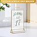 12PCS Acrylic Gold Sign Holders, 4''x6'' Wedding Table Sign Double Sided Holder, Acrylic Gold Frame Sign Holders Display Stand for Wedding Table Numbers, Restaurant Sign, Menu, Photo