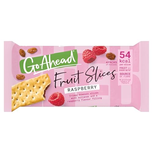 Go Ahead Raspberry Crispy Fruit Slices Snack Bars Multipack 4 x 43.6 g (4 Bars in One Pack) 174.4 g Total