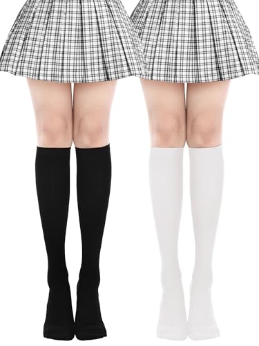 Image of SATINIOR 2 Pairs Women Knee High Socks Thigh High Stockings Long Tall Thin Socks for Women Christmas Cosplay Party Stockings