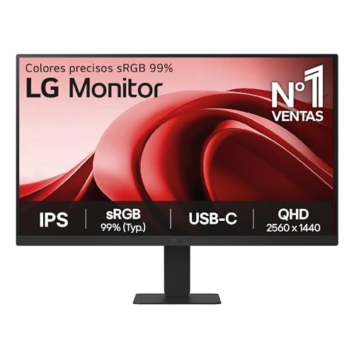 LG 24U631A-B - Monitor 23.8'', Panel IPS, QHD (2560 x 1440), 100 Hz, 5ms (GtG), 16:9, sRGB 99%, HDR10, Ajuste en Inclinación (Eje Horizontal), Negro